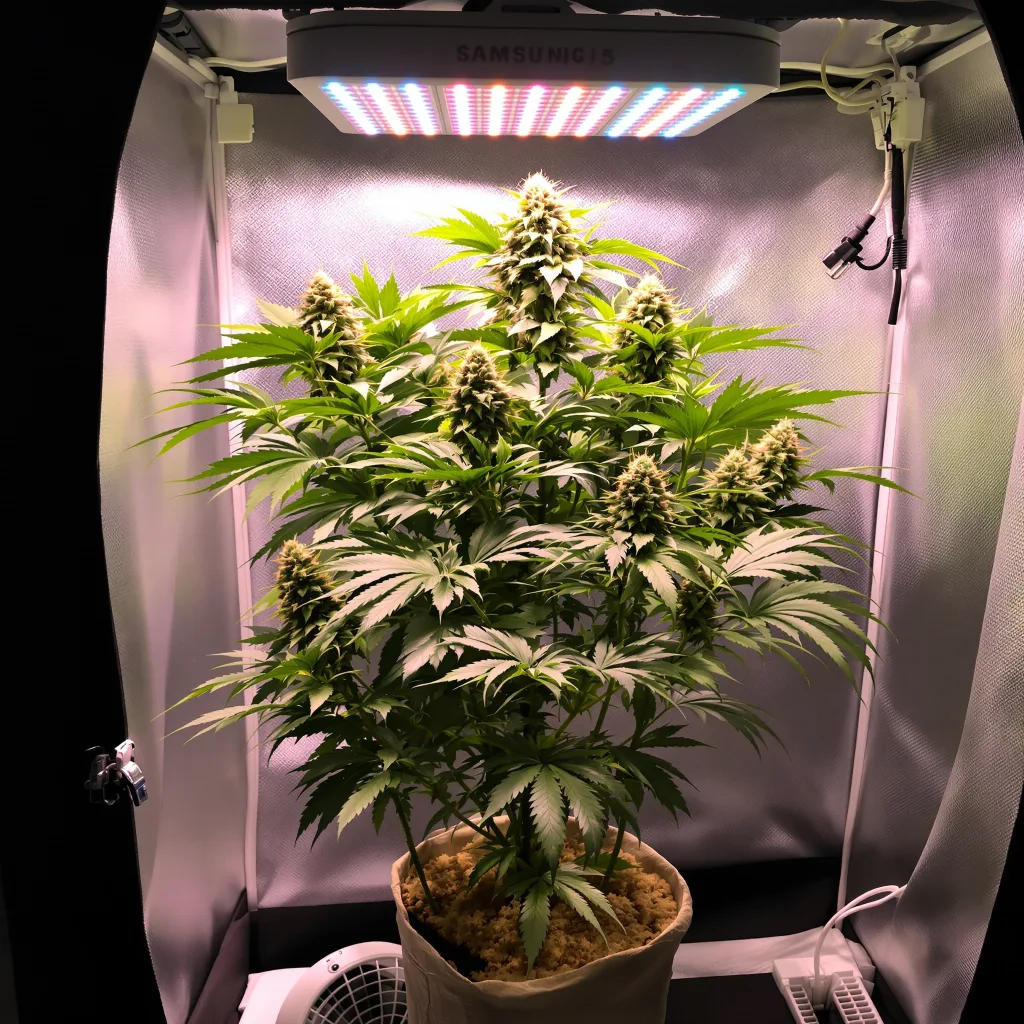 Blueberry Space Cake cannabis plant in flowering stage — Short feminised