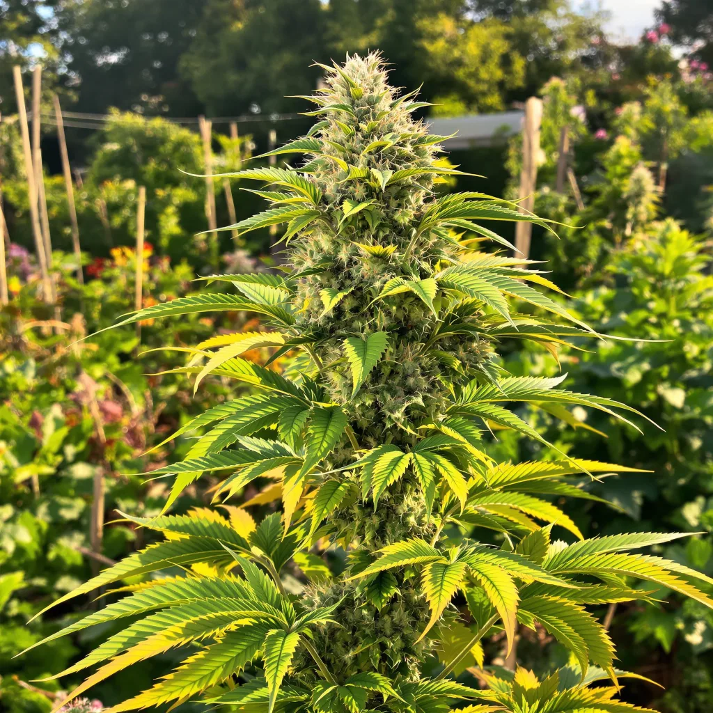Bubbleberry 56% indica / 44% sativa flower with visible trichomes