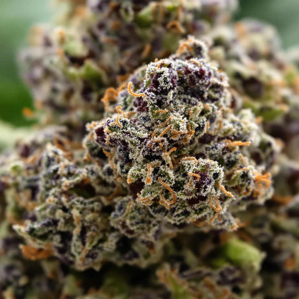 Butter OG cannabis bud close-up showing dense purple-tinged calyxes