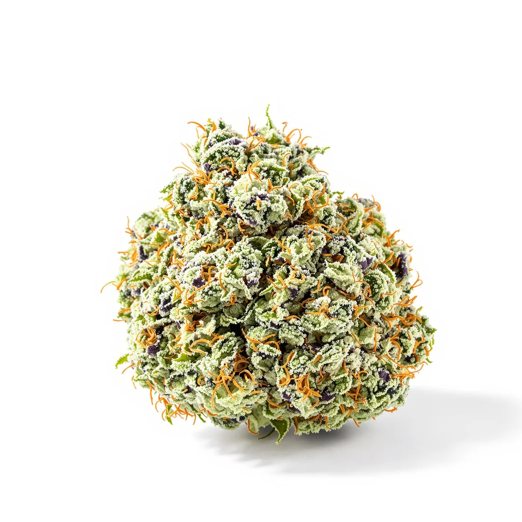 Cannalope Kush 28% indica / 72% sativa flower with visible trichomes