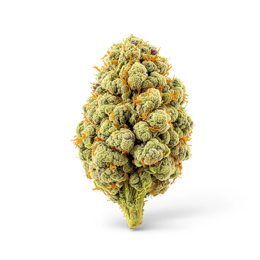 Cannatonic CBD 48% indica / 52% sativa flower with visible trichomes