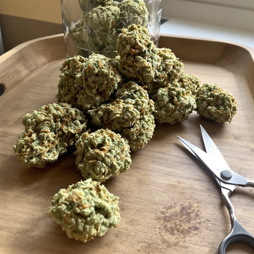 CBD Critical Mass 41% indica / 59% sativa flower with visible trichomes