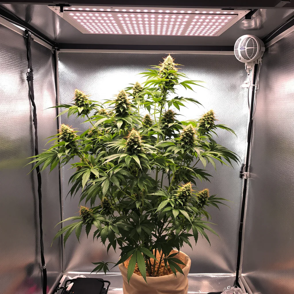 Cheetah Piss cannabis plant in flowering stage — Medium feminised