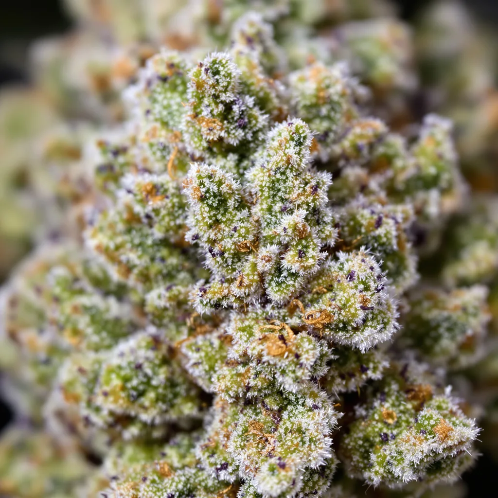 Chemdawg 91 cannabis bud close-up showing open-bud structure with orange pistils