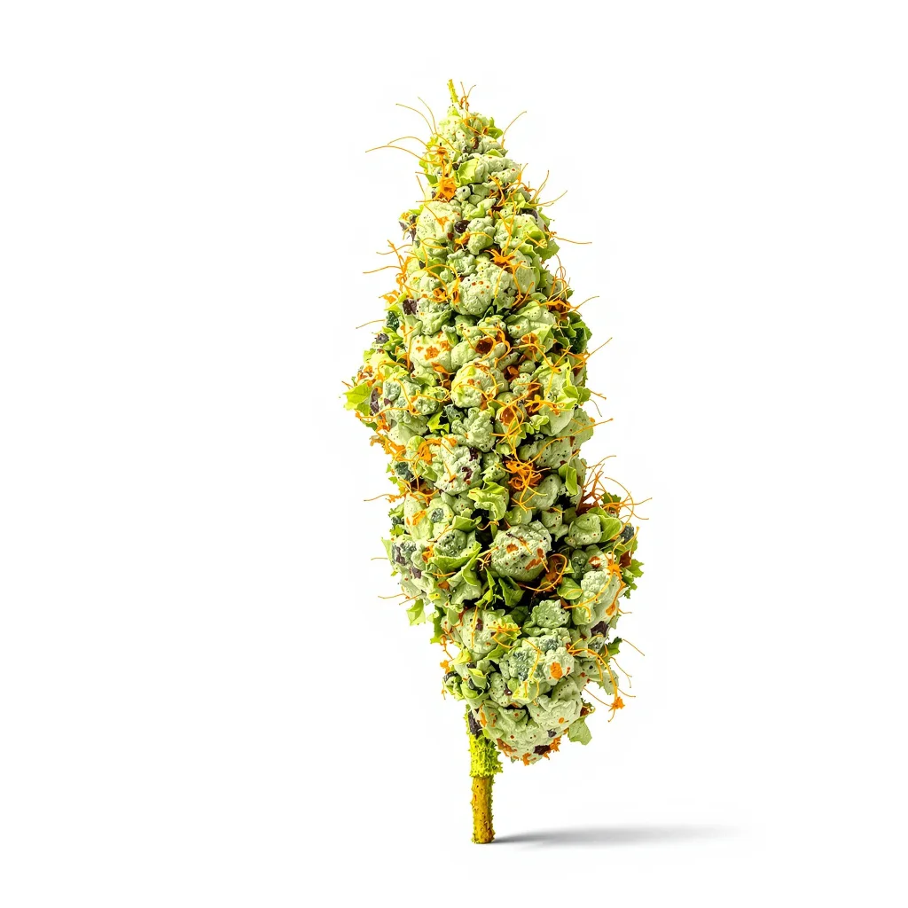 Chernobyl 18% indica / 82% sativa flower with visible trichomes