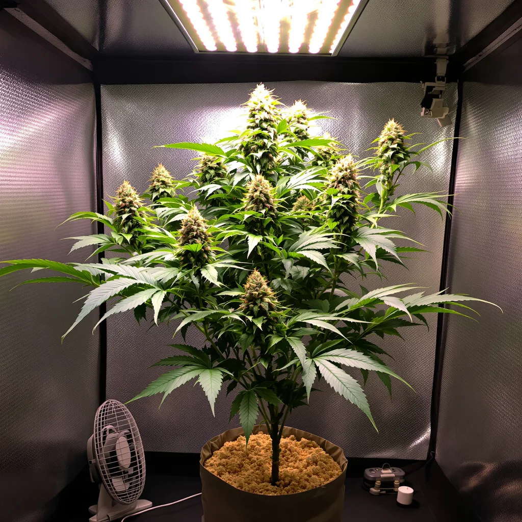Cherries Jubilee cannabis plant in flowering stage — 90-120 cm. Medium feminised