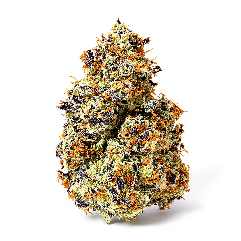 Chocolate Chunk 67% indica / 33% sativa flower with visible trichomes