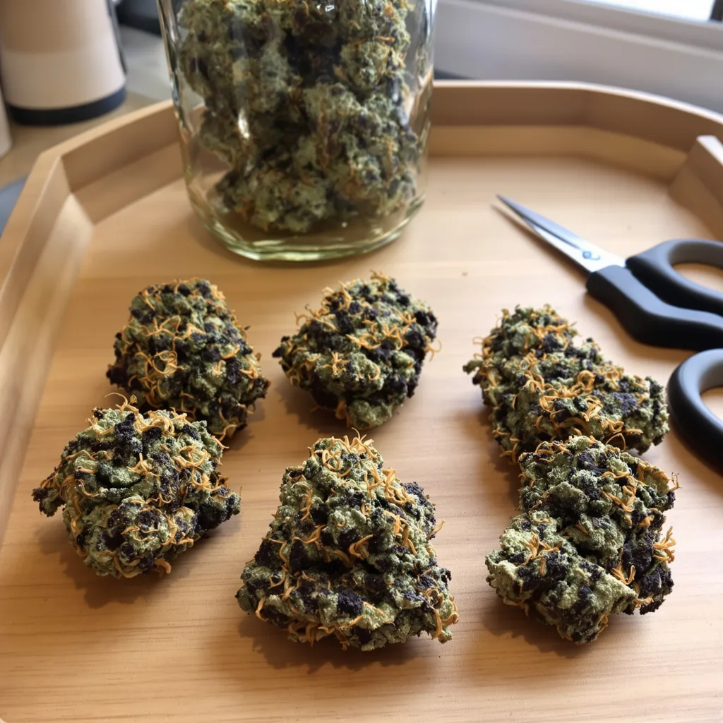 Confidential Wreck 76% indica / 24% sativa flower with visible trichomes
