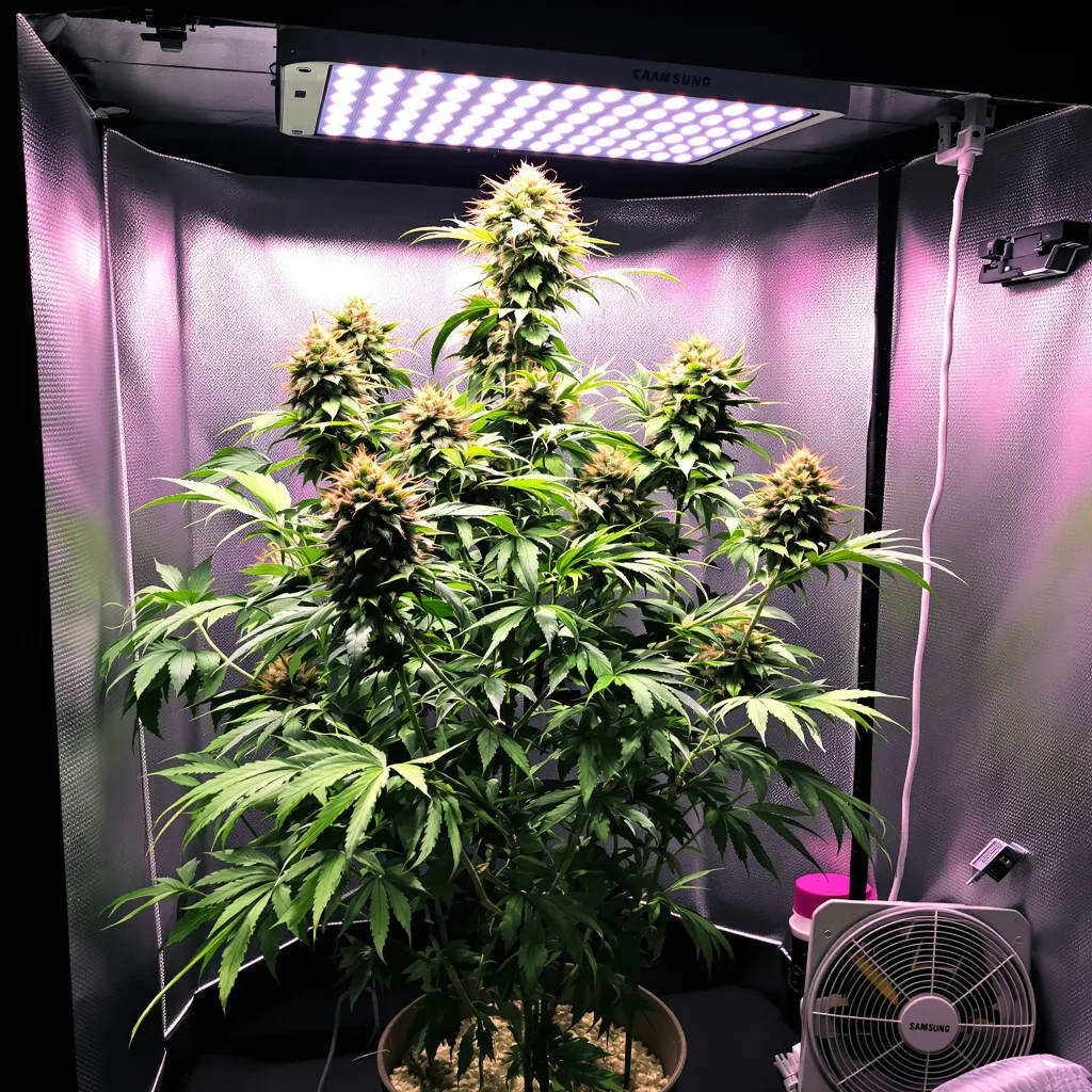 Corkscrew cannabis plant in flowering stage — 170–210 cm feminised