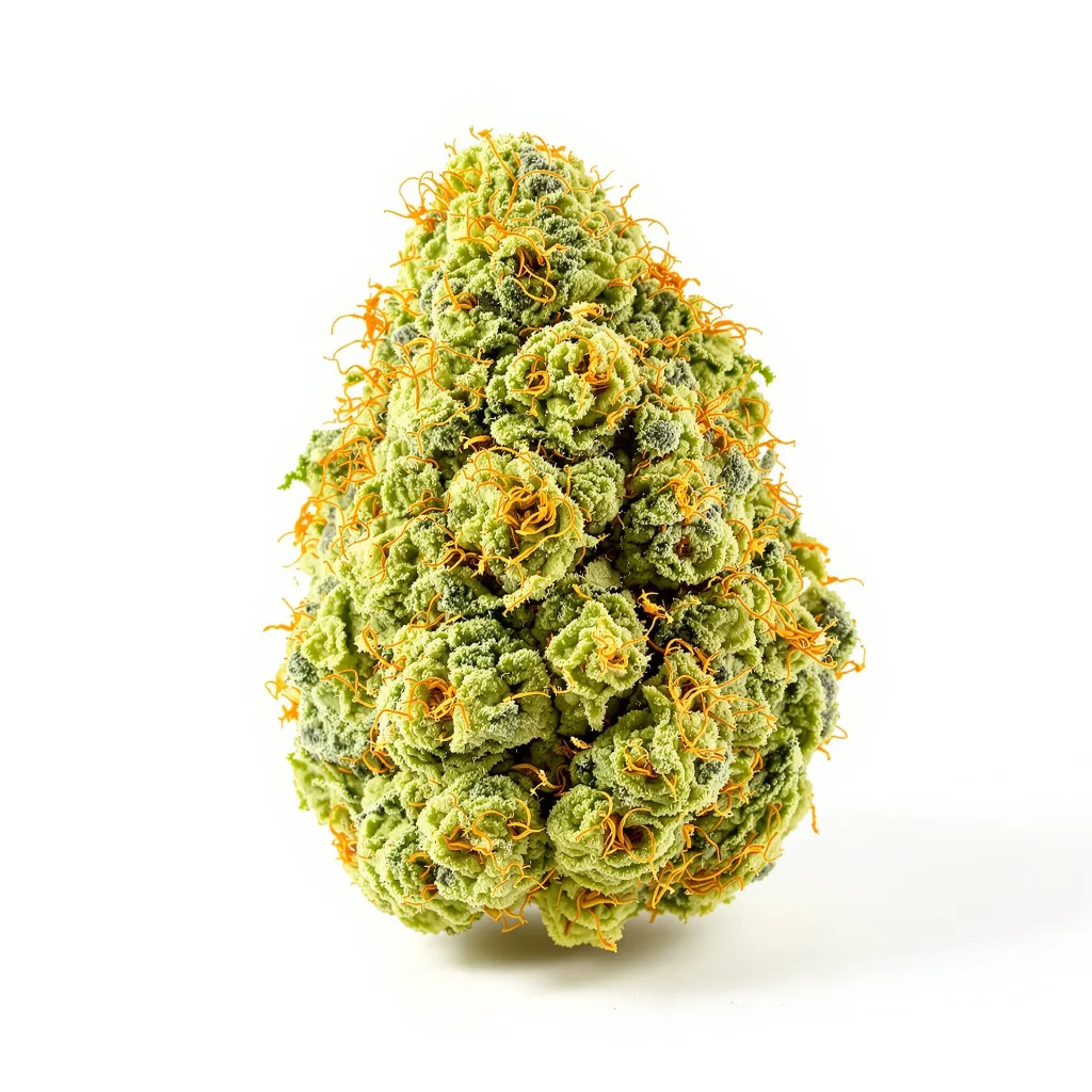 Cramnesia 19% indica / 81% sativa flower with visible trichomes