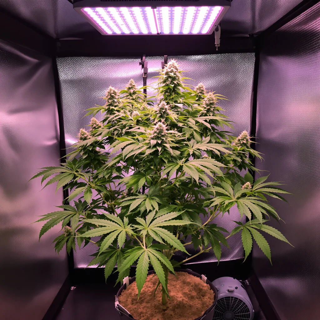 Critical Purple cannabis plant in flowering stage — Small (0-120 cm) feminised
