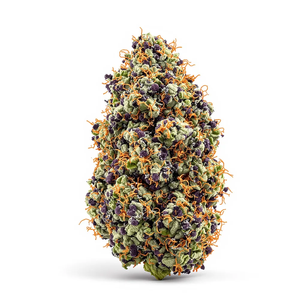 Critical Skunk 75% indica / 25% sativa flower with visible trichomes