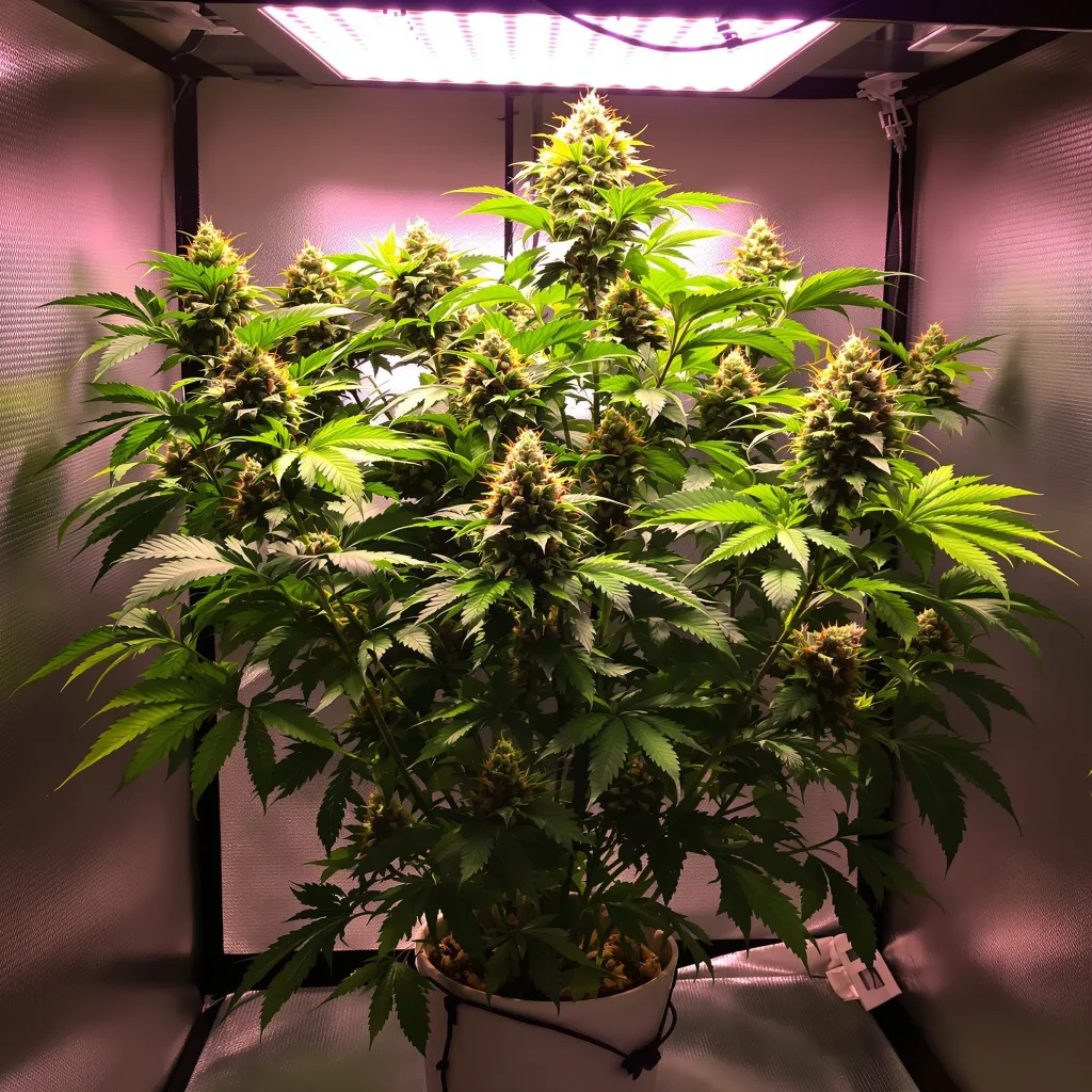 Crouching Tiger Hidden Alien cannabis plant in flowering stage — Short autoflower