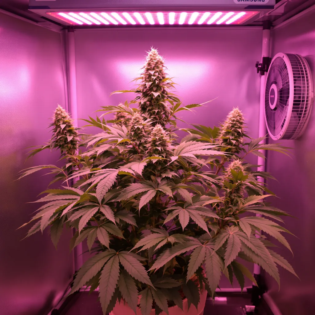 Crown OG cannabis plant in flowering stage — 80–120 cm feminised