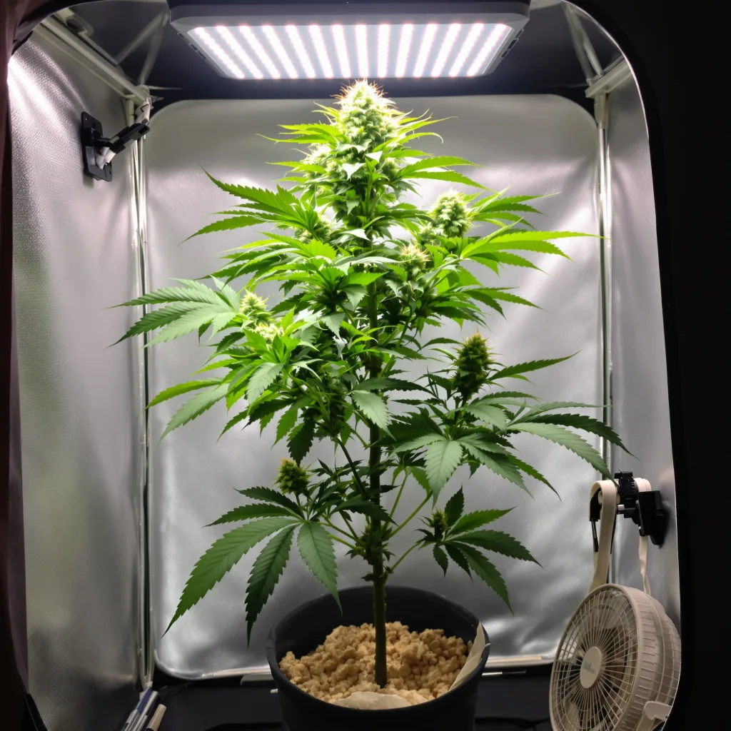 Dark Side of the Moon cannabis plant in flowering stage — Medium feminised