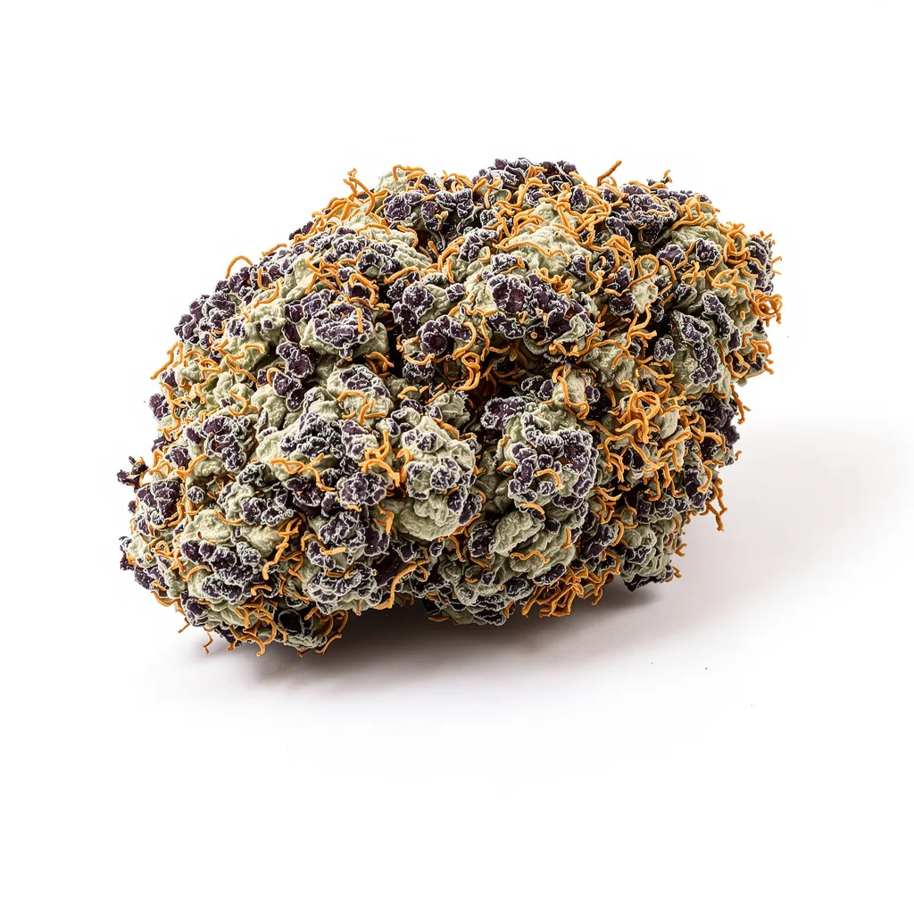 Darth Vader OG 75% indica / 25% sativa flower with visible trichomes