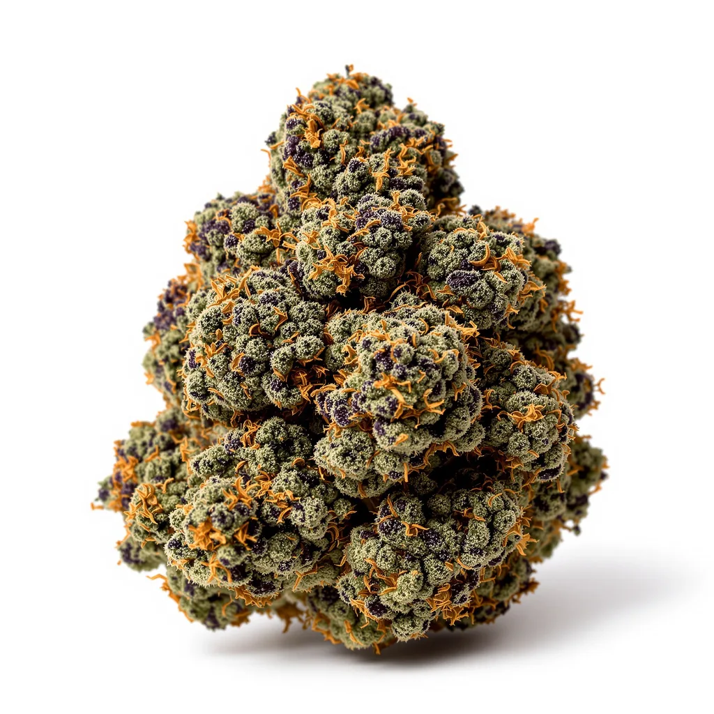 Deep Purple 78% indica / 22% sativa flower with visible trichomes