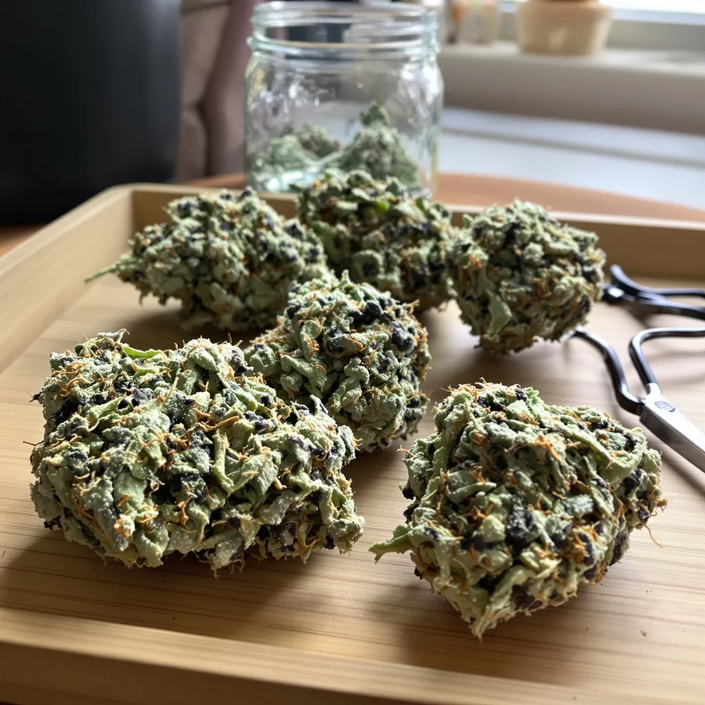 Diablo 44% indica / 56% sativa flower with visible trichomes