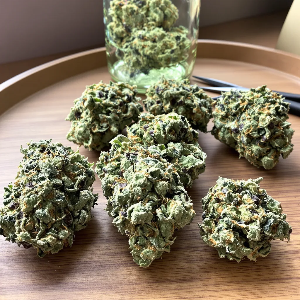 Diablo 44% indica / 56% sativa flower with visible trichomes