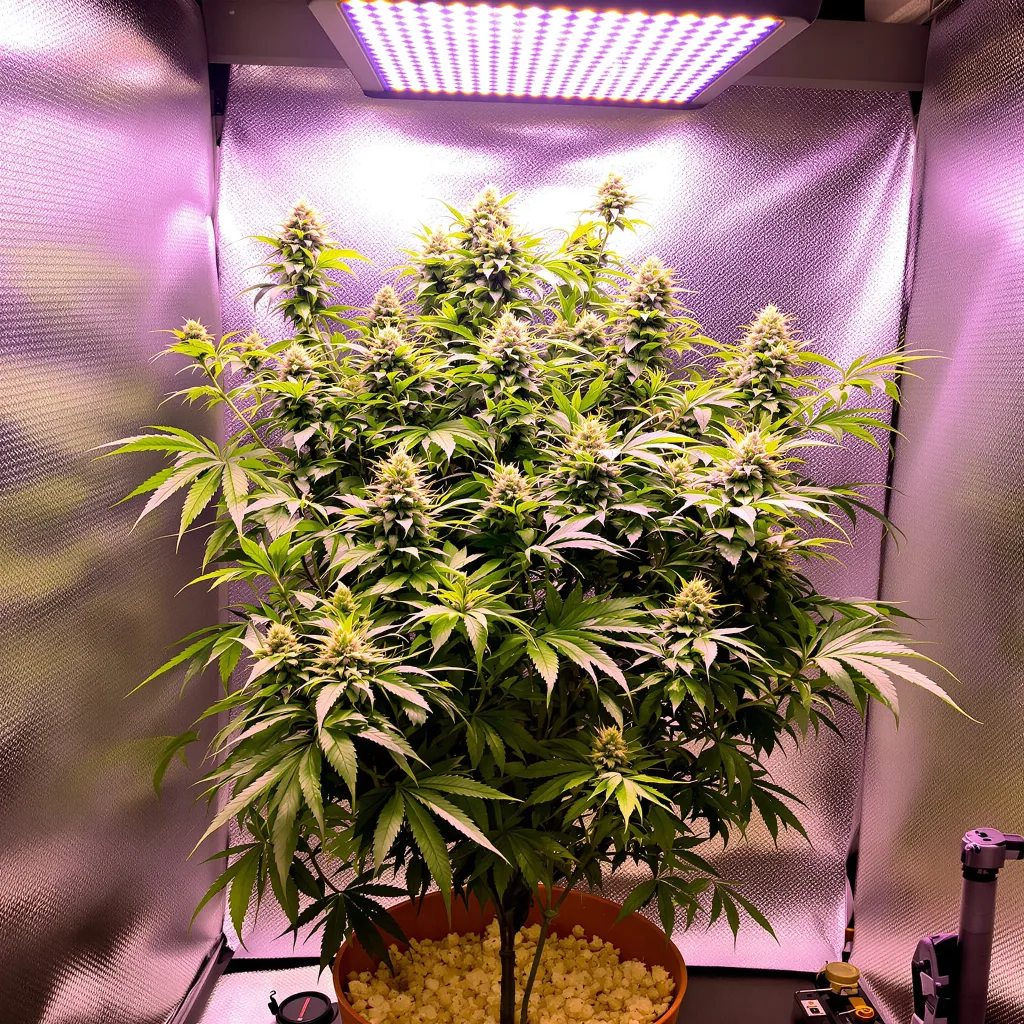 Dinachem cannabis plant in flowering stage — 70–110 cm autoflower