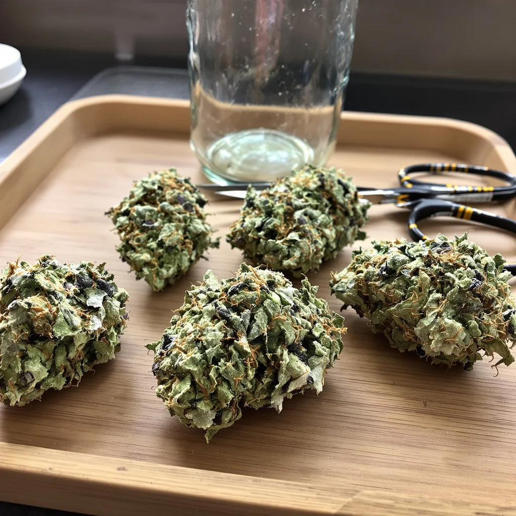 Do-Si-Dos 56% indica / 44% sativa flower with visible trichomes