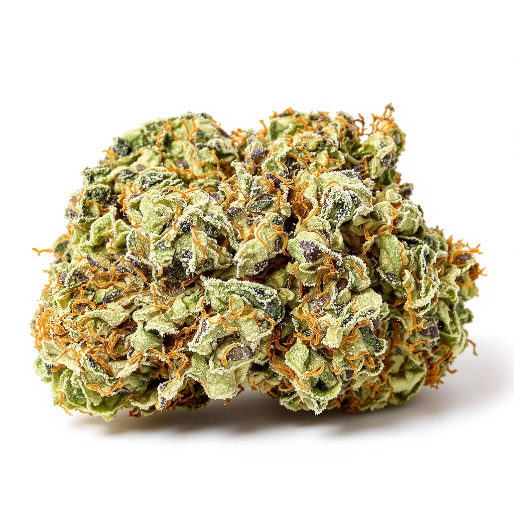 Do-Si-Dos 56% indica / 44% sativa flower with visible trichomes