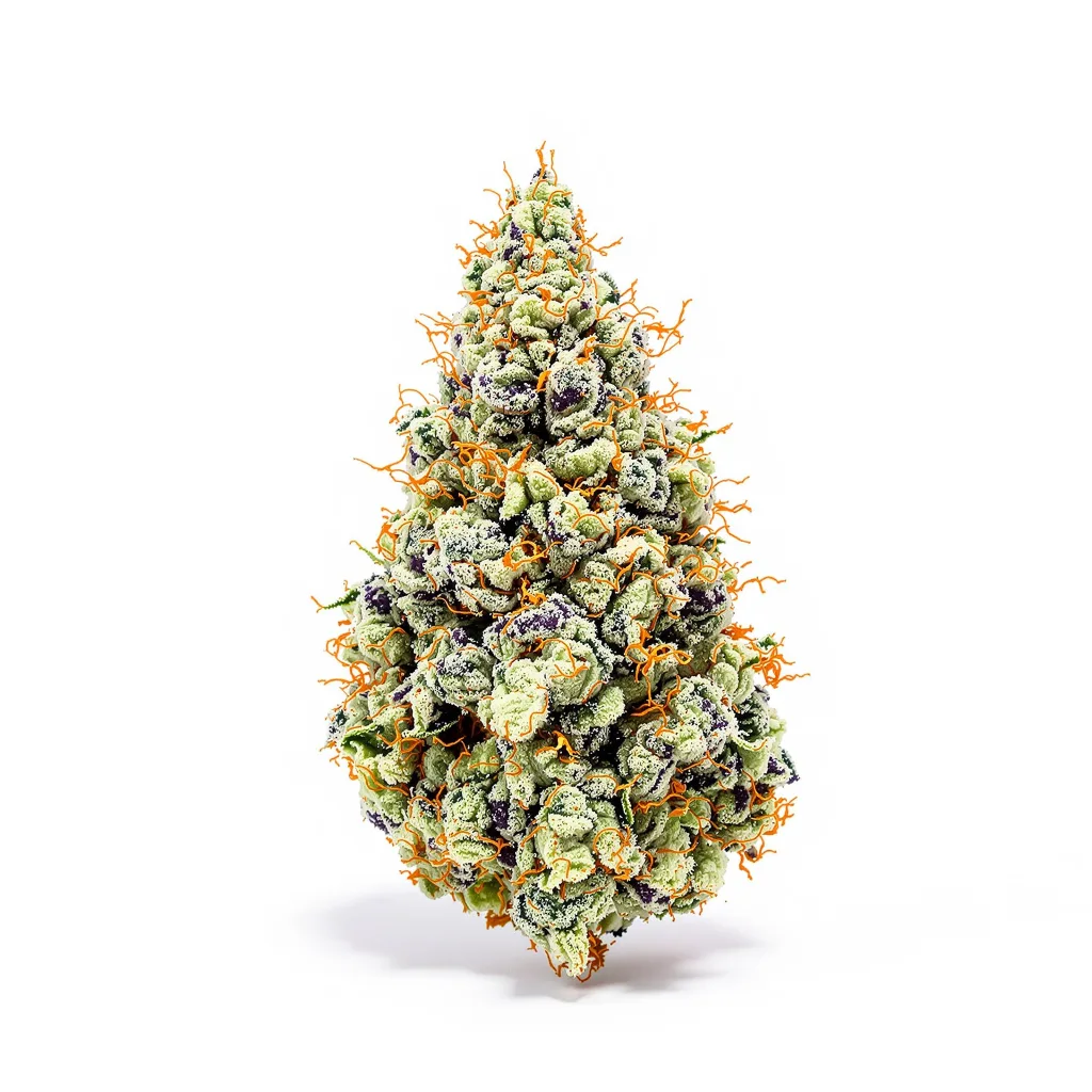 Do-Si-Dos 56% indica / 44% sativa flower with visible trichomes