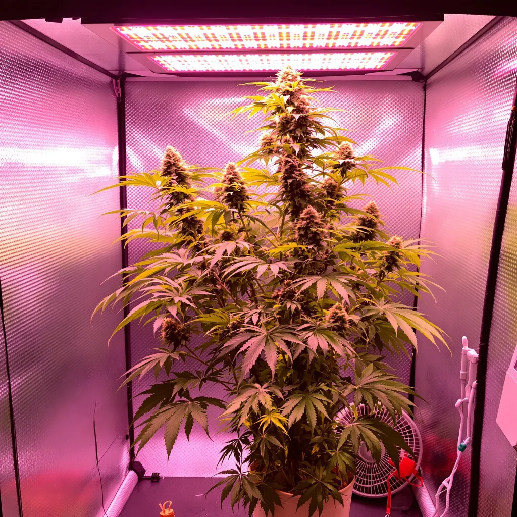 Domino cannabis plant in flowering stage — 170–210 cm feminised