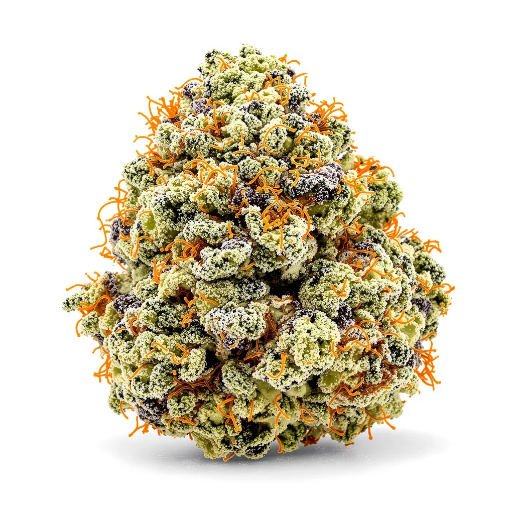 Double Bubble 45% indica / 55% sativa flower with visible trichomes