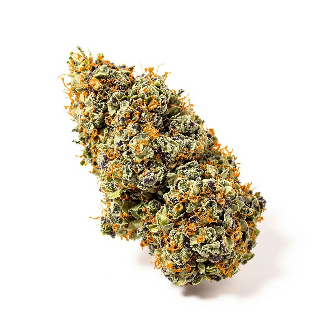 Dr. Funk 72% indica / 28% sativa flower with visible trichomes