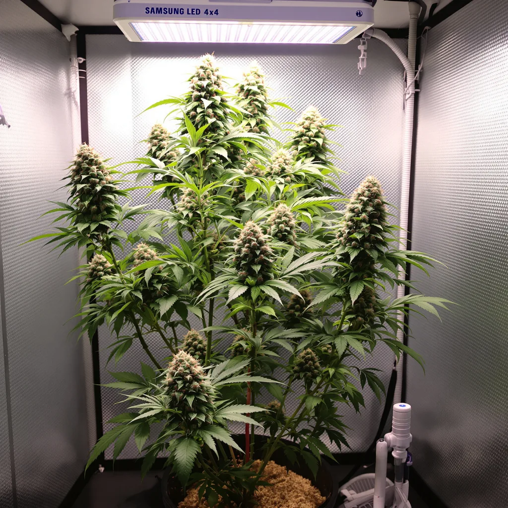 Dragon's Breath cannabis plant in flowering stage — 80–120 cm autoflower
