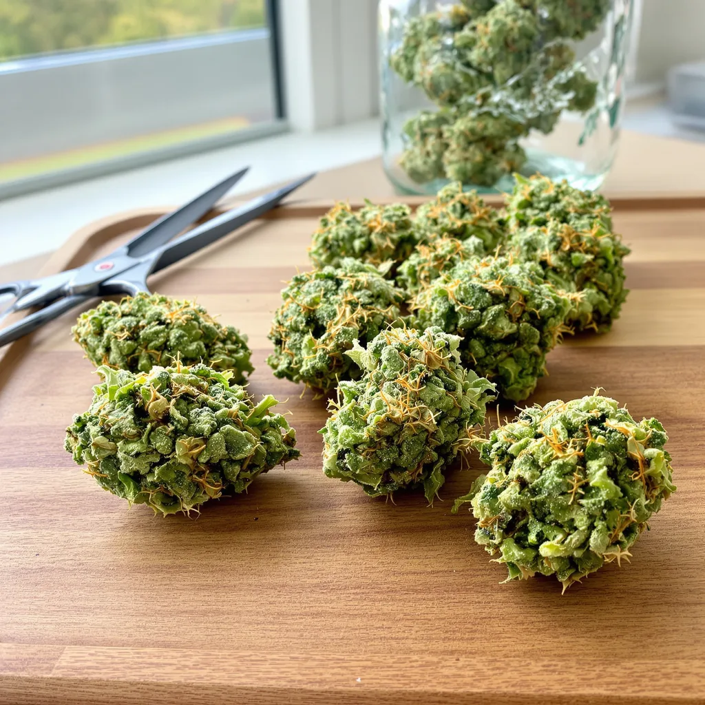 Durban Poison 36% indica / 64% sativa flower with visible trichomes