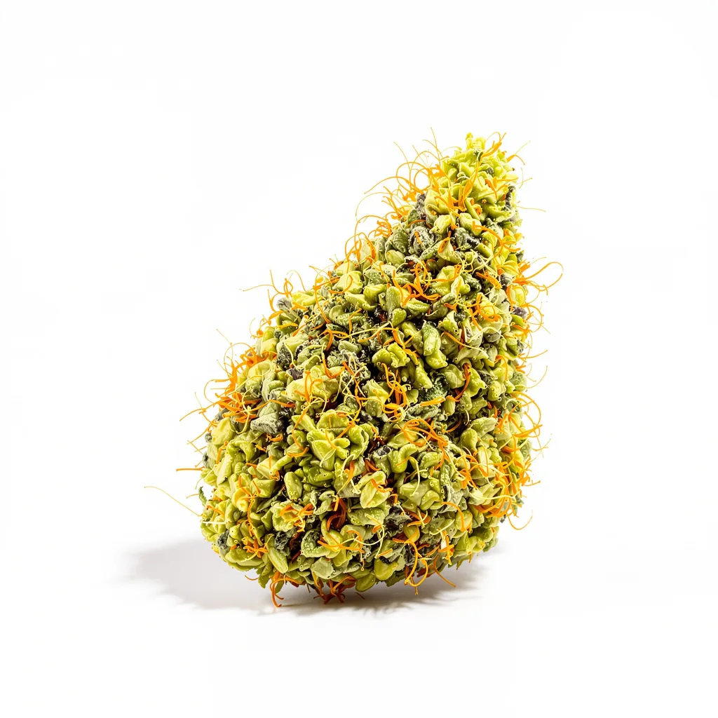 Durban Poison 36% indica / 64% sativa flower with visible trichomes