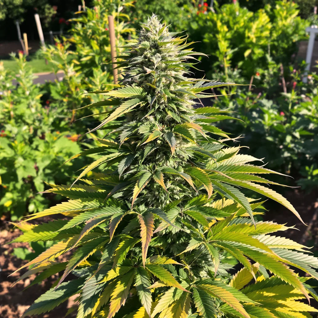 Dutch Kush 70% indica / 30% sativa flower with visible trichomes