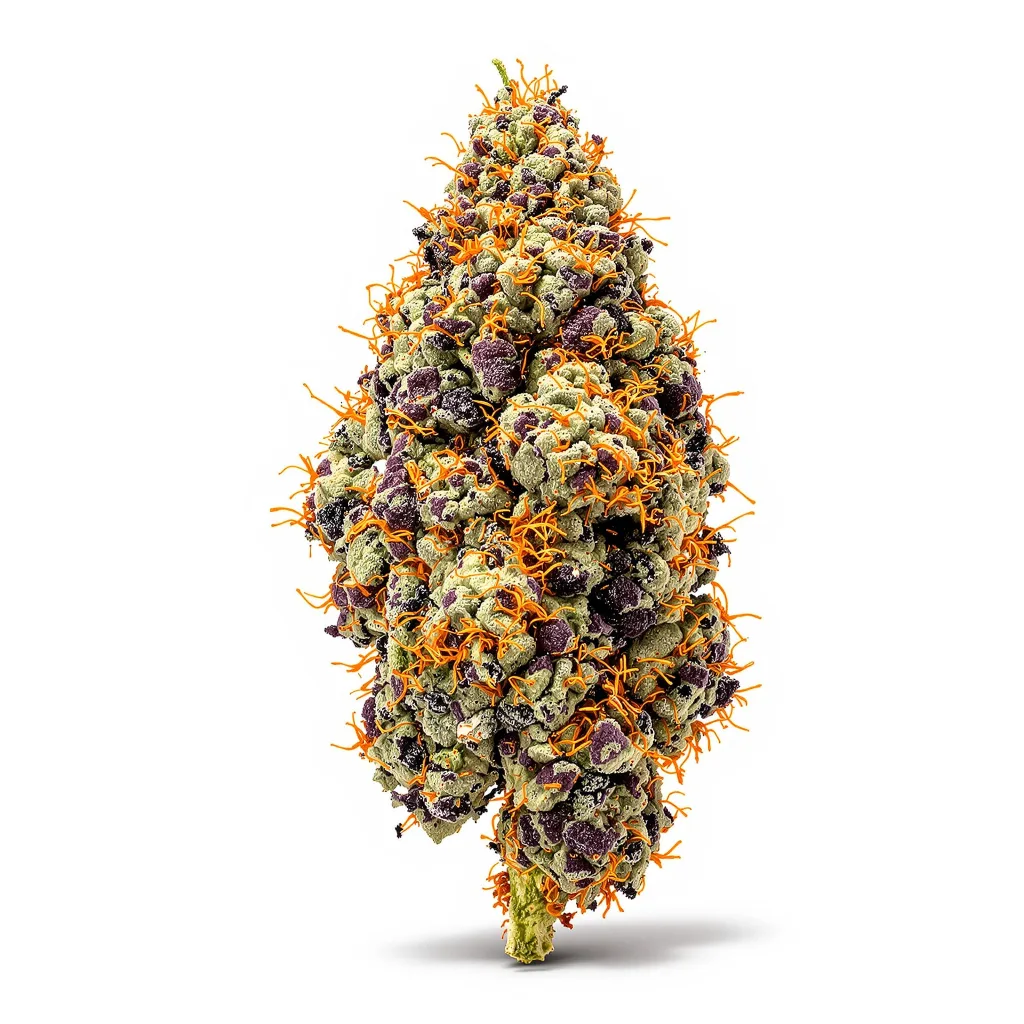 Ecto Cooler 77% indica / 23% sativa flower with visible trichomes