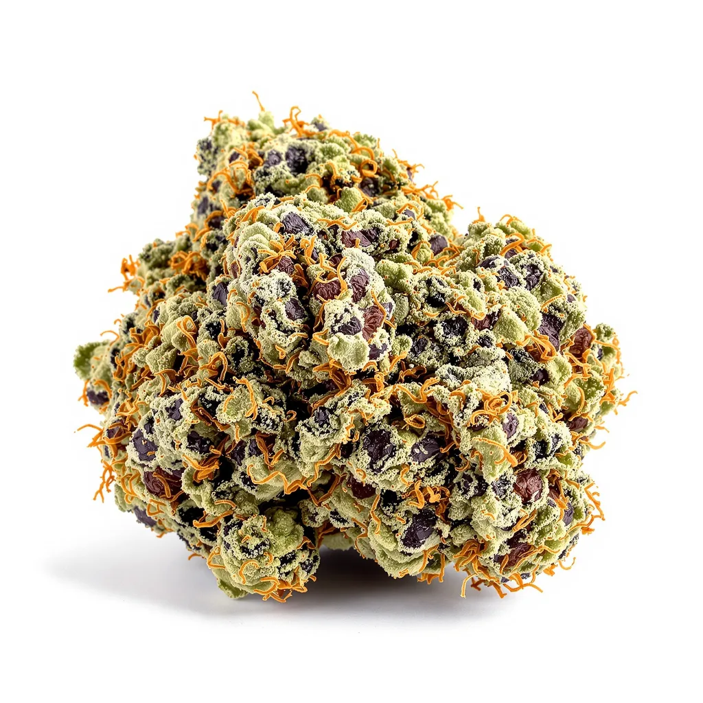 El Perro 69% indica / 31% sativa flower with visible trichomes