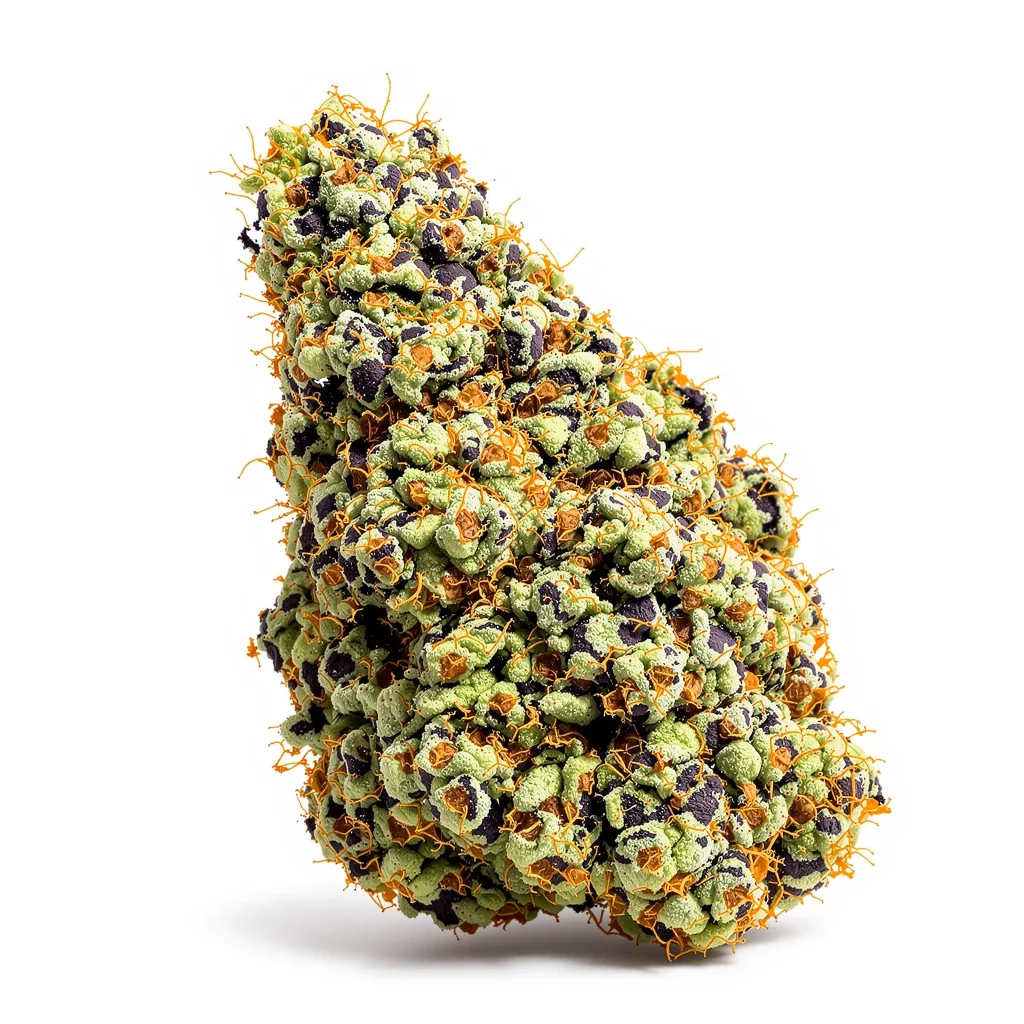 Electric Blue 86% indica / 14% sativa flower with visible trichomes