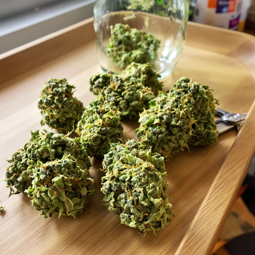 Fortune Cookies 25% indica / 75% sativa flower with visible trichomes