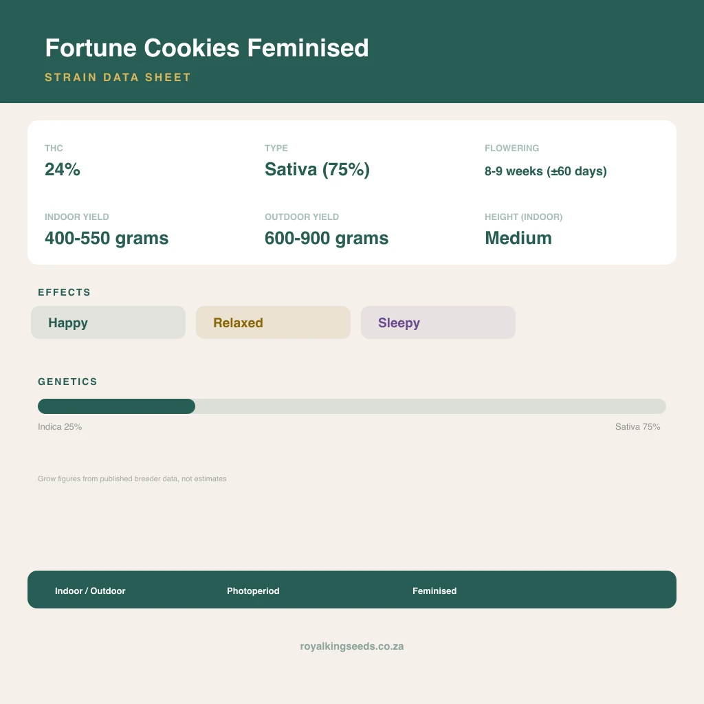 Fortune Cookies 25% indica / 75% sativa flower with visible trichomes