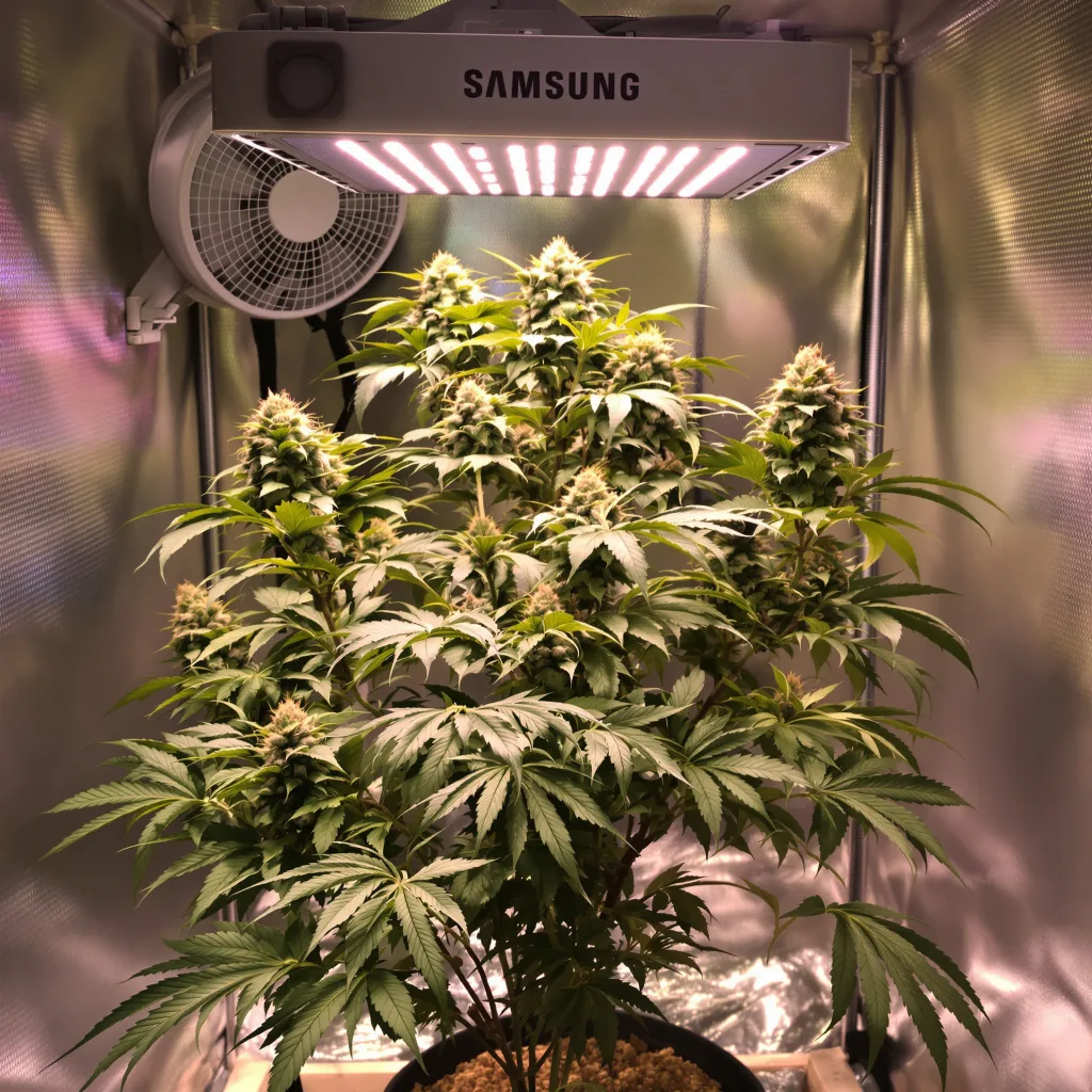 Fruity Widow cannabis plant in flowering stage — 70–110 cm autoflower
