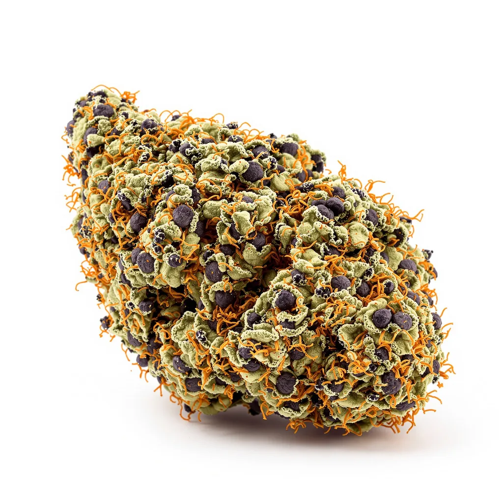 Ghost OG 75% indica / 25% sativa flower with visible trichomes