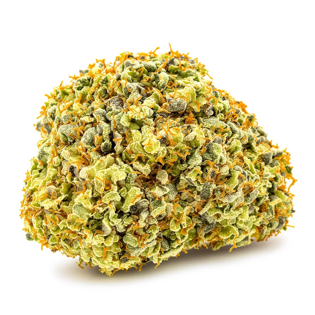 Ghost Train Haze 20% indica / 80% sativa flower with visible trichomes