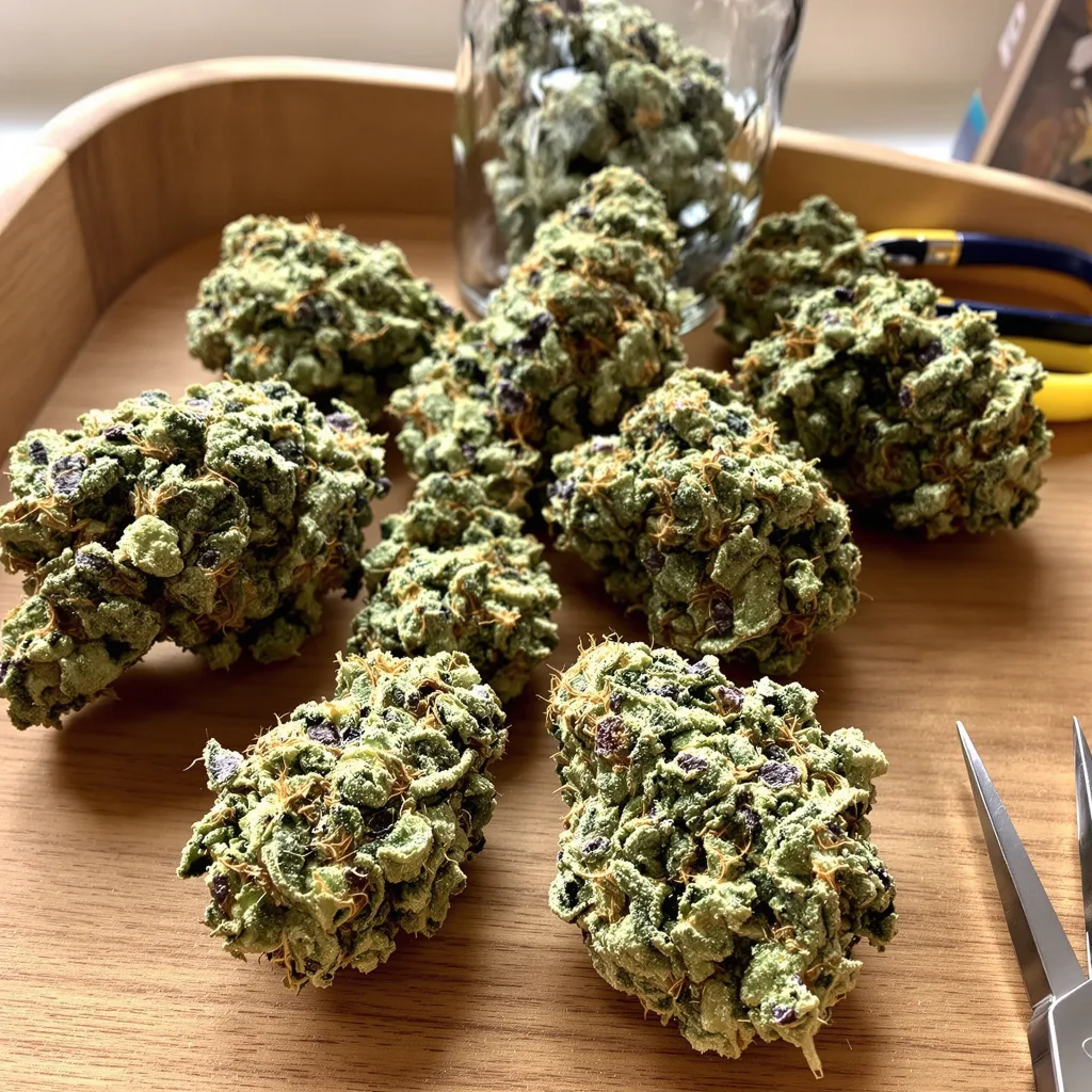 Glass Slipper 43% indica / 57% sativa flower with visible trichomes