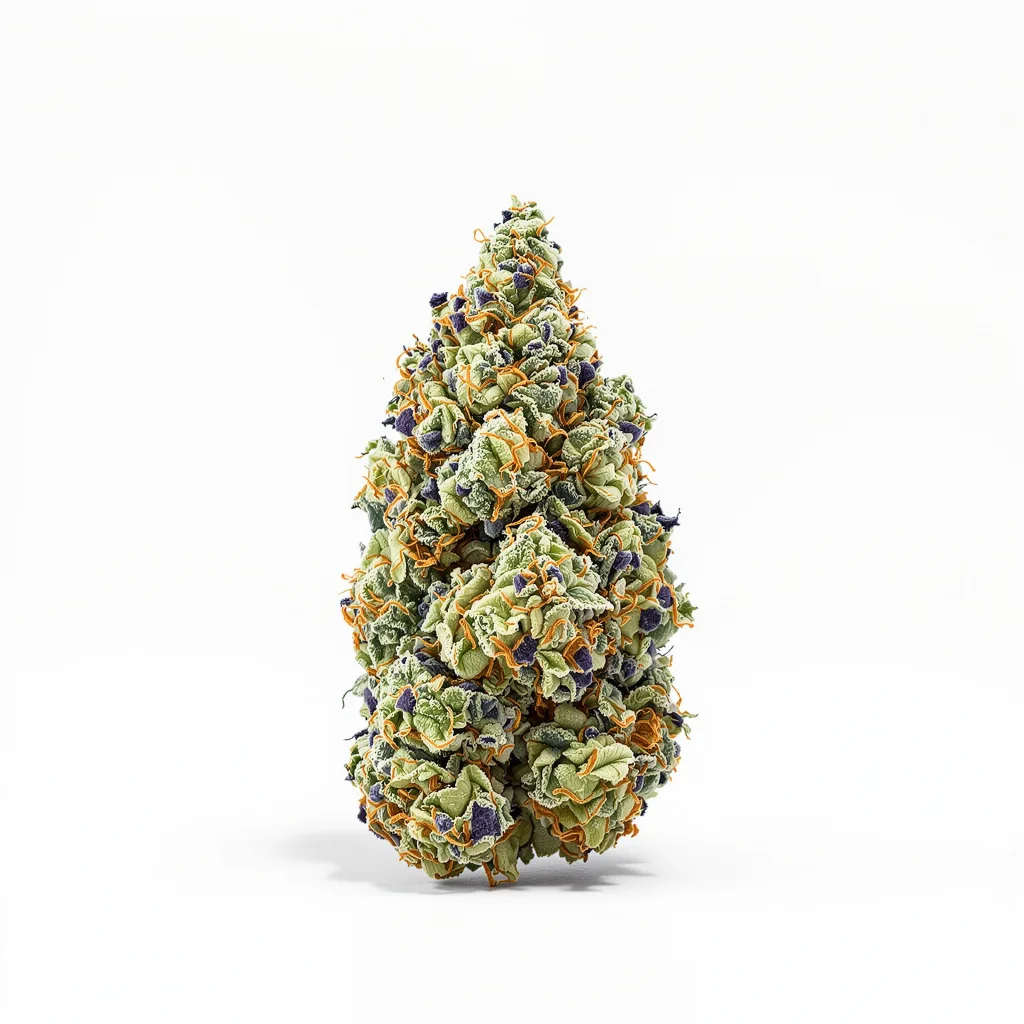 God Bud 50% indica / 50% sativa flower with visible trichomes