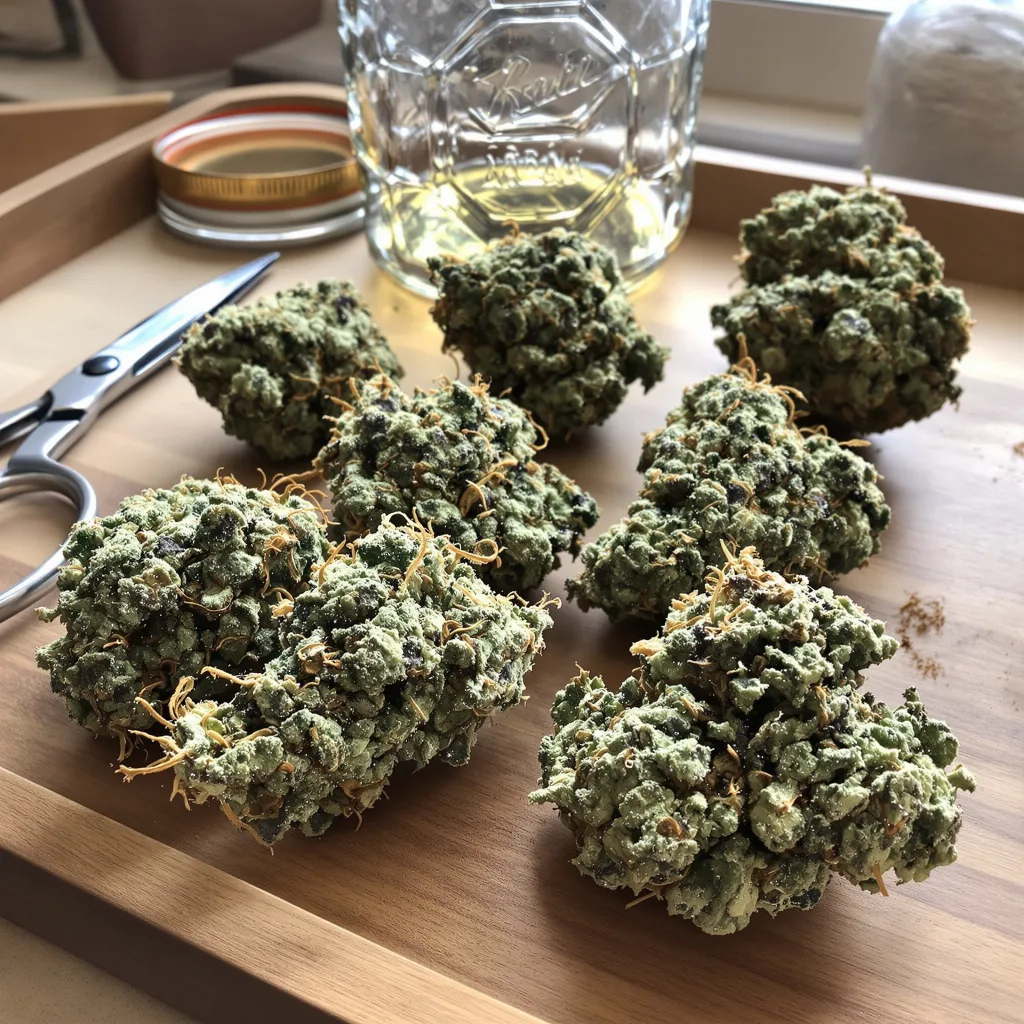 God's Green Crack 56% indica / 44% sativa flower with visible trichomes