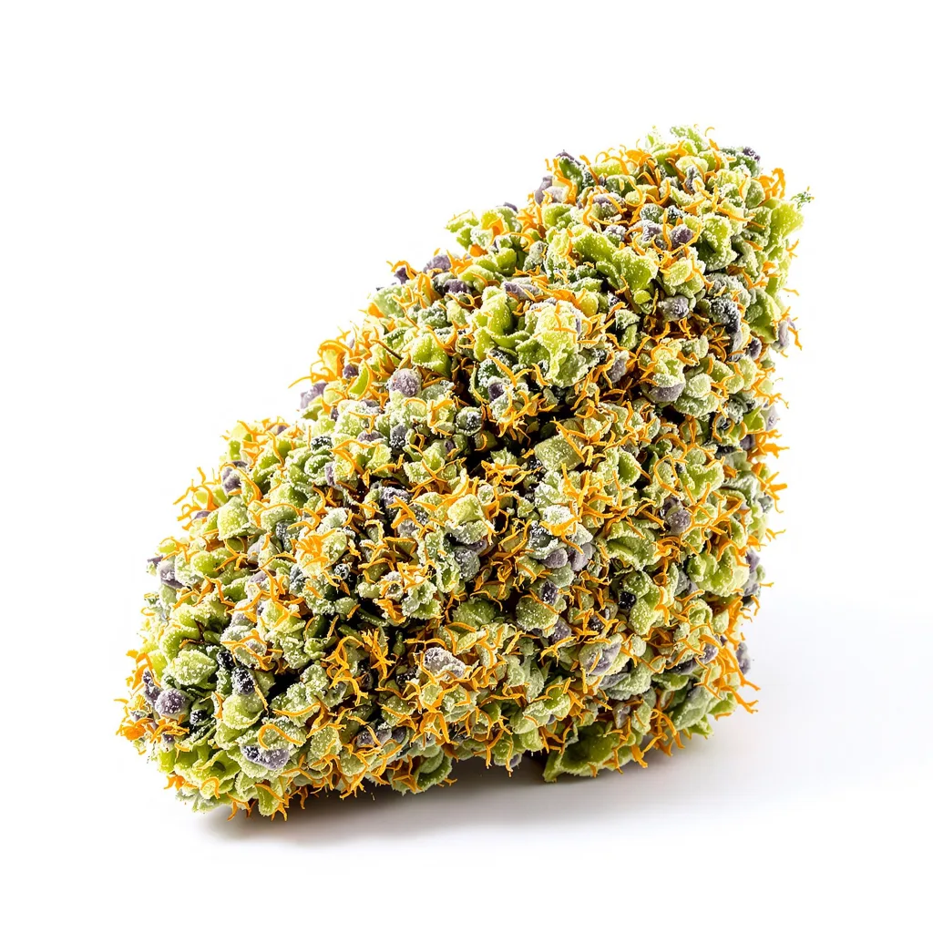 God's Green Crack 56% indica / 44% sativa flower with visible trichomes