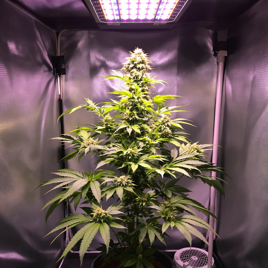 God's Treat cannabis plant in flowering stage — 70–110 cm autoflower