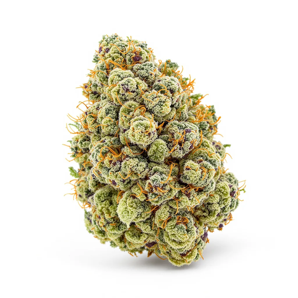 Godfather OG 60% indica / 40% sativa flower with visible trichomes