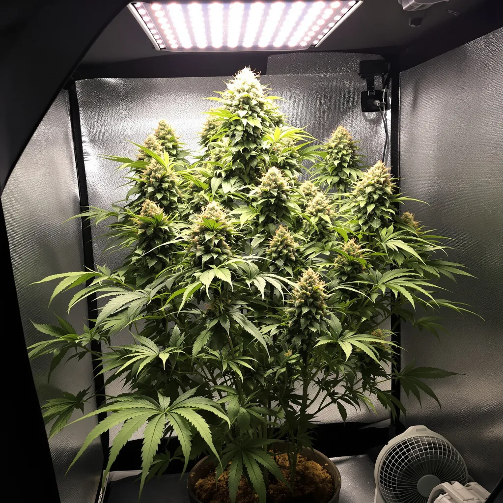 Godzilla Cookies cannabis plant in flowering stage — 170–210 cm feminised