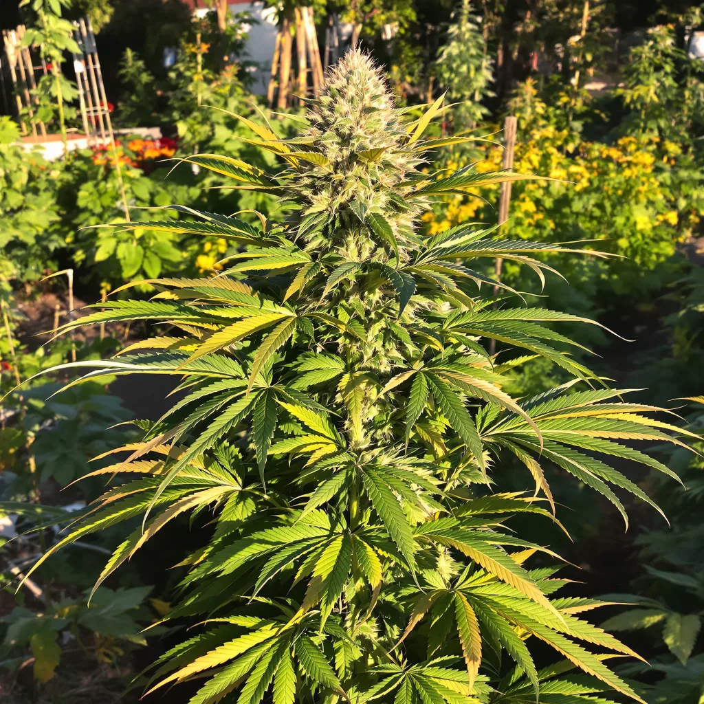 Goji OG Haze 71% indica / 29% sativa flower with visible trichomes
